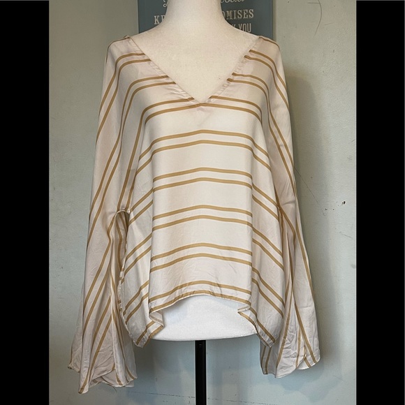 Anthropologie Guapa Kimono Gold Striped Blouse - Picture 2 of 11